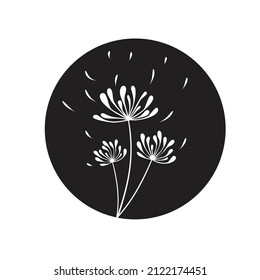 Vector illustration dandelion time. Dandelion seeds blowing in the wind. The wind inflates a dandelion isolated in white background.