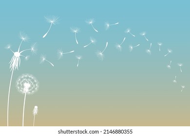 Vektorgrafik der Löwenzeit. Weiße, wunderschöne Lüster, die im Wind weht. Der Wind bläst einen Kronleuchter einzeln auf bearbeitbarem Hintergrund auf.