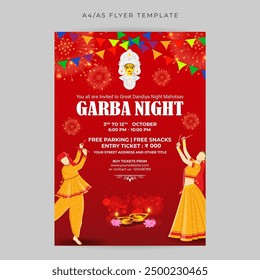 Vector illustration of Dandiya Night Invitation social media feed template