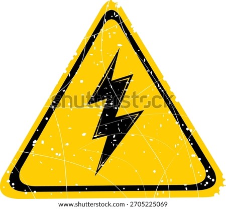 vector illustration danger attention high voltage electrical worn texture label signage