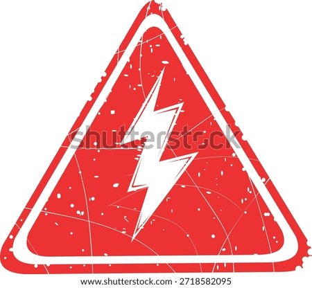 vector illustration danger attention high voltage electrical worn texture red rubber stamp label signage