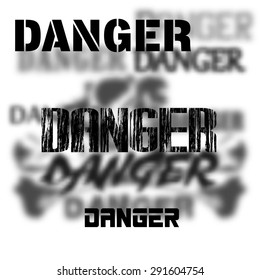 vector illustration of the danger of different fonts, in the foreground a skull and bones on a background