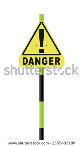 Vector illustration of the Danger exclamation mark sign for ski slopes on black and yellow bright pole