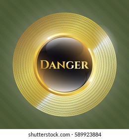 Vector illustration of Danger gold shiny emblem in black
