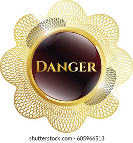 Vector illustration of Danger shiny badge icon
