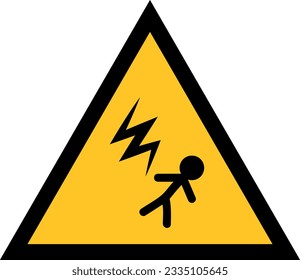 Vector illustration of danger sign of electrocution and electric shock. Electric storm.