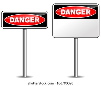 vector illustration of danger signpost on white background