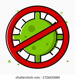 Ilustración vectorial de la señal de advertencia de peligro - detener la transmisión del coronavirus