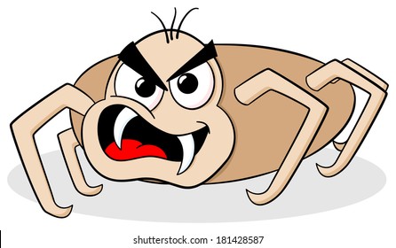 vector illustration of a dangerous cartoon tick 