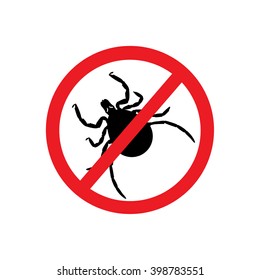 Vector illustration dangerous parasite mite warning sign. Anti parasite sign. Stop mite icon