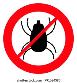 Vector illustration dangerous parasite mite warning sign. Anti parasite sign. Stop mite icon