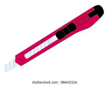 Vector illustration of dangerous red stationery knife