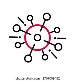 Ilustración vectorial de un virus peligroso - Coronavirus (Covid-19).  Pandemia, peligro global y cuarentena. Diseño del logotipo del vector de virus. Simple ilustración vectorial de un coronavirus.Diseño del logotipo.