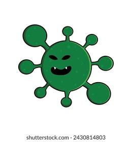 vector illustration of dangerous virus monster in green