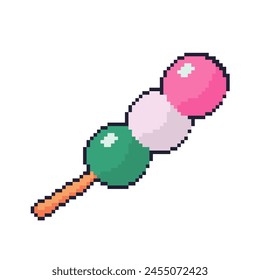 Vector Illustration of Dango food with Pixel Art Design, perfect for food assets themed designs