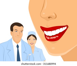 Vector illustration of a dantists and teeth