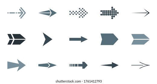 Vector illustration of dark arrow icons on a white background. Vector illustration.