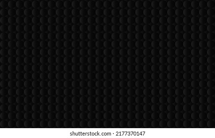 Vector illustration of dark background with 3d embossed circles and diamond stars pattern. Black abstract wallpaper.