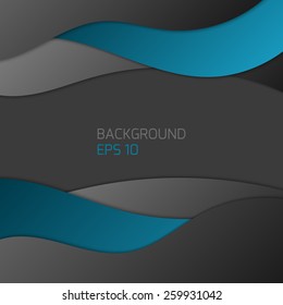 Vector illustration of dark background with blue waves