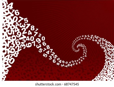 vector illustration, dark background with moving white color numerical