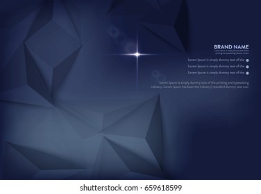 Vector illustration of dark blue banner with glowing light effect and lens flares on polygon pattern. An excellent advertising poster for holiday discounts and sales
