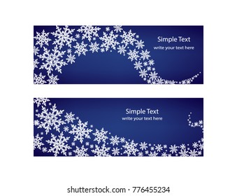 Vector illustration of the dark blue banners with white snowflakes.