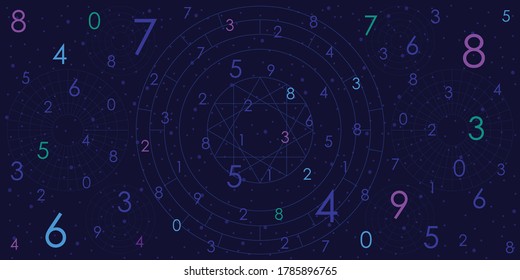 vector illustration of dark blue geometric background for numerology predictions and fortune telling