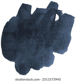 Vector illustration of a dark blue watercolor stain isolated on transparent background. This abstract ink blot is perfect for adding a deep, moody element to your designs