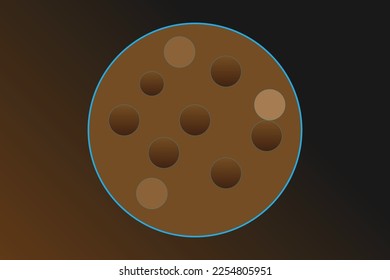 Ilustración vectorial de una cookie de chocolate negro, diseño de cookies para las interfaces de usuario y animaciones del sitio web, concepto de rastreador de cookies de Internet, elementos de diseño web para infografías y web, Privacidad