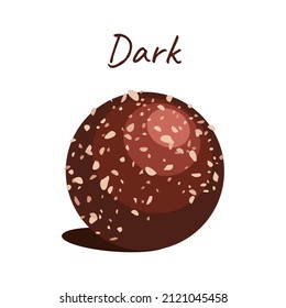 Vector illustration of dark chocolate candу in flat style. Aesthetic and beautiful minimalistic icon. 