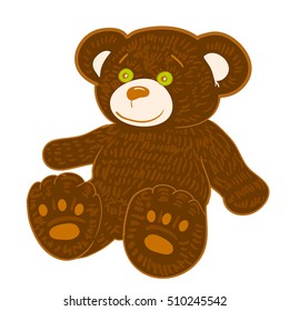 Vector illustration of dark color Teddy bear on white.