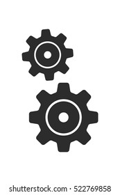 Vector illustration of dark gears isolated on light background. Icon with cogs. Mechanical Circuits. Wheels for the workspace. Details of the working mechanism, the assembly line. Black staff, things