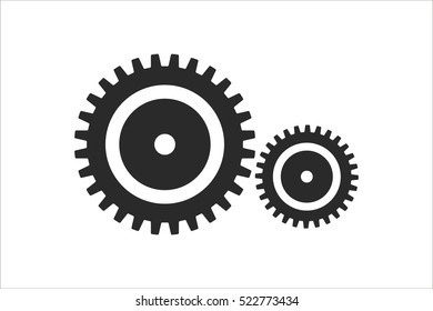 Vector illustration of dark gears isolated on light background. Icon with cogs. Mechanical Circuits. Wheels for the workspace. Details of the working mechanism, the assembly line. Black staff, things