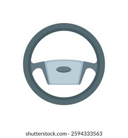 Vector illustration of a dark gray steering wheel with a modern design, isolated on white background.