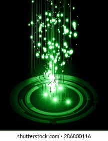 Vector illustration of dark green abstract background with blurred magic neon light curved lines. wave. Technology background for computer graphic website internet. circuit. infographics.