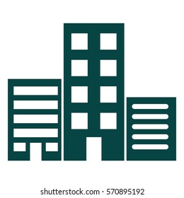 Vector Illustration of Dark Green Building Icon
