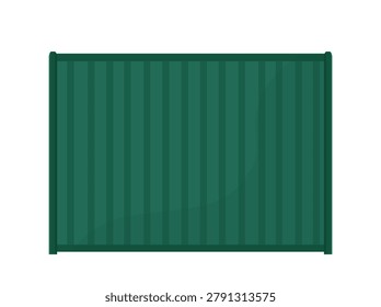 Vector illustration of a dark green corrugated profile metal fence panel. Isolated property boundary barrier on white background.