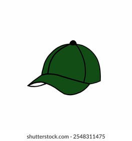 Vector illustration of a dark green hat sketch, isolated on white background.