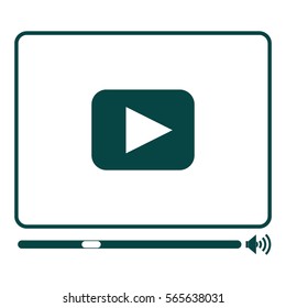Ilustración vectorial con el icono de un reproductor de vídeo verde oscuro
