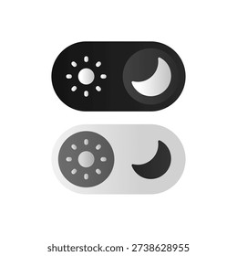 Vector Illustration of Dark and Light Mode Switcher for User Interface Design ,Dark Mode and Light Mode Toggle Icon, UI Interface Button, Digital Design Element, App Settings Vector Illustration, 