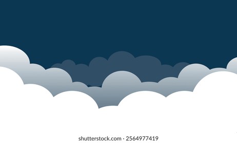 vector illustration of a dark night sky with white clouds