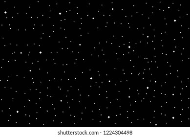 Vector illustration of the dark nocturne sky with a congestion of stars - modern simple and flat style astronomy background galaxy