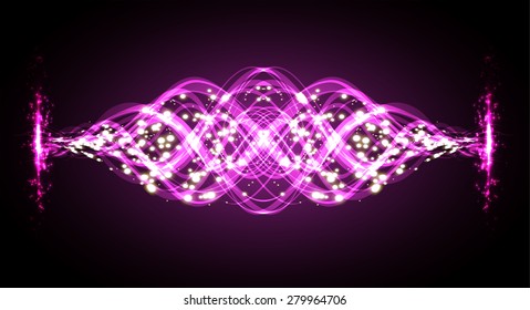 Vector illustration of  dark purple abstract background with blurred magic neon light curved lines. wave. Technology background for computer graphic website internet.