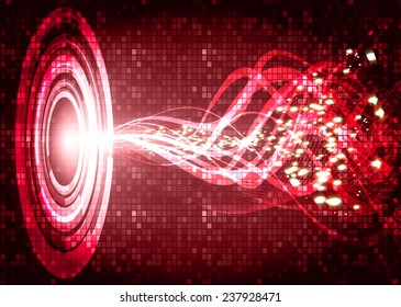 Vector illustration of dark red abstract background with blurred magic neon light curved lines. wave. Technology background for computer graphic website internet. 