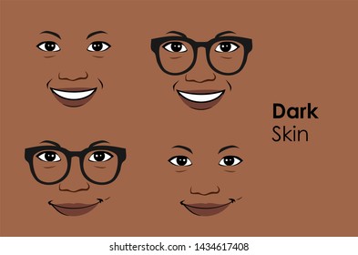 Vector Illustration of Dark Skin Women Faces. Great for avatars, African American women.
