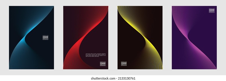 Ilustración vectorial del fondo abstracto del espectro oscuro con el arte de línea para un diseño de cubierta dinámica mínimo. Azul, rosa, amarillo, verde