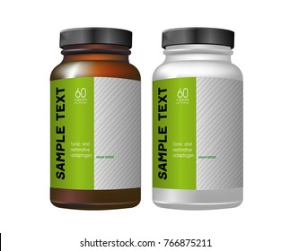 Vector illustration. Dark and white package for medicines on a white background.