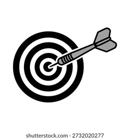 Uma ilustração vetorial de um dardo acertando com precisão o alvo, simbolizando o sucesso e a conquista.