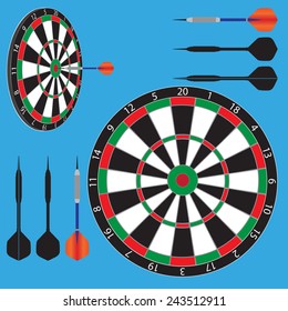 vector illustration of dart board and darts