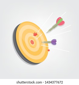 Vector illustration dart and dartboard on white background